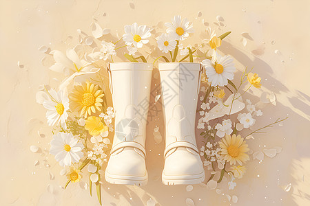 花中白鞋图片