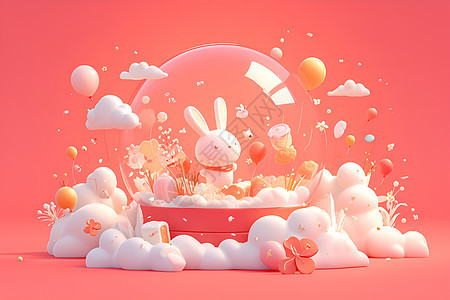 粉色兔子艺术图片