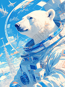 宇航员白熊太空头盔高清图片