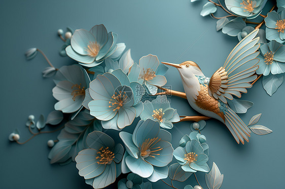 飞鸟与花束图片
