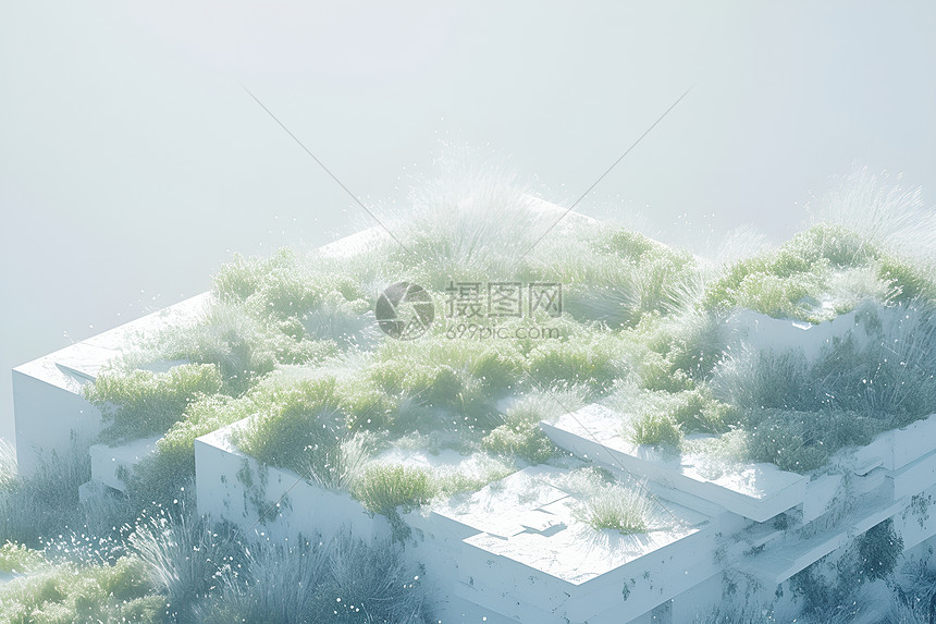 迷雾笼罩的建筑图片