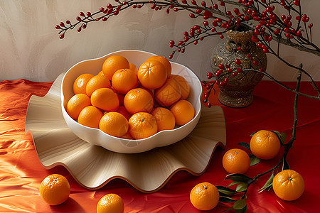 桌子上的橙子图片