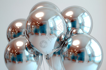 反光的银气球图片