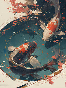 水和锦鲤的艺术图片
