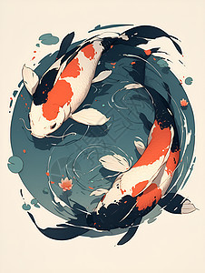 古典美韵水中的锦鲤背景图片