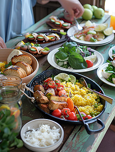 桌子上的食物桌子上的美味佳肴背景