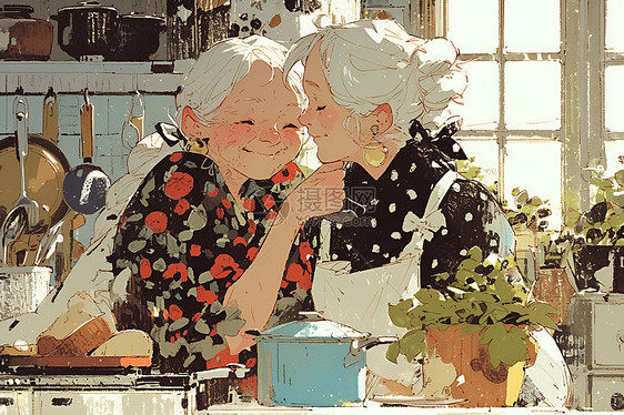 两位奶奶的厨房时光图片