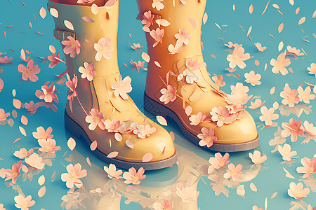 皮靴上的花瓣图片