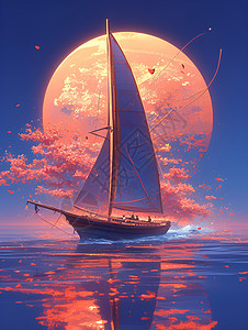 徜徉夜幕的船背景图片