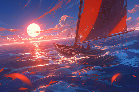 扬帆夕阳海洋之旅图片