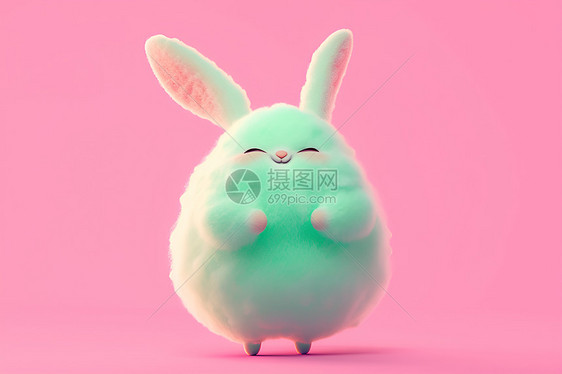 甜蜜的棉花糖兔图片