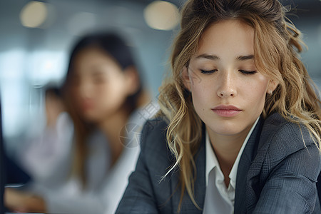 沉思中的职业女性背景图片