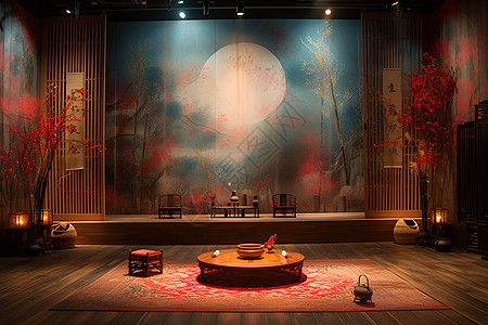 舞台中国风的艺术场景背景图片