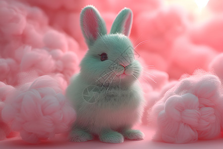 粉色仙境里的兔子图片