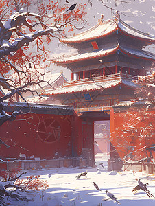 雪中的紫禁城图片