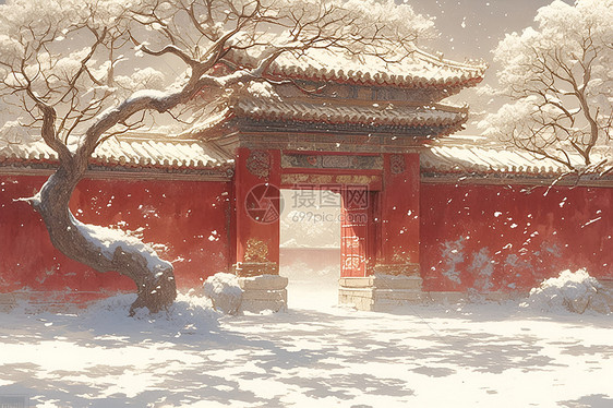 雪日仙境图片