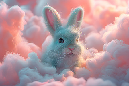 棉花中的小兔子图片