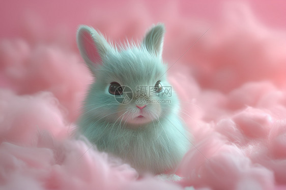 粉色世界中的兔子图片