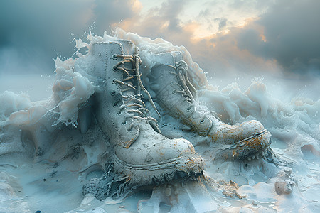 冰雪世界中的泥靴图片