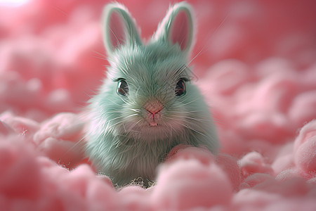 粉色棉花兔子背景图片