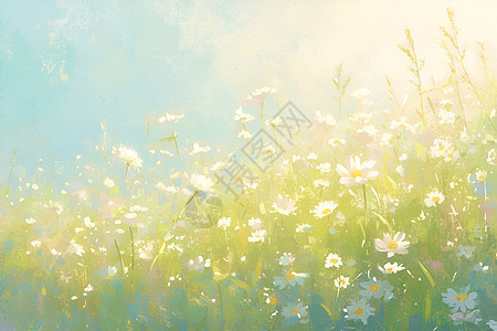 透过阳光照耀的雏菊背景图片