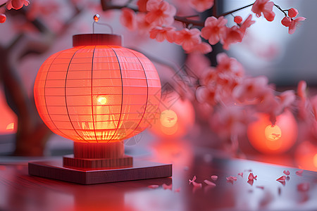 灯笼背景红灯笼与桃花背景