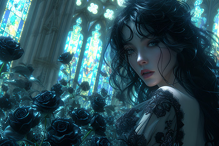 高雅的黑色玫瑰公主背景图片