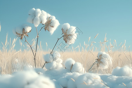 阳光下一片棉花田背景图片