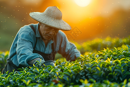 茶叶工艺茶叶采摘工背景