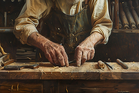木工房里的木匠图片
