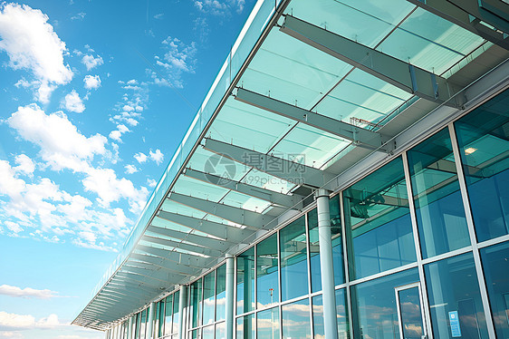 蓝天下的机场建筑图片