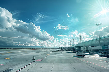 蓝天下广阔的机场图片