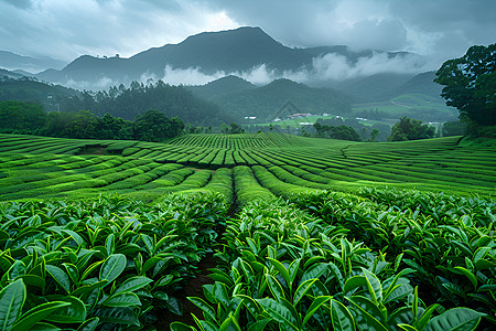 茶园的风景茶园云雾高清图片