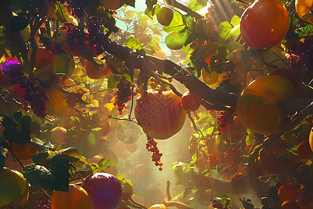 水果在枝头背景图片