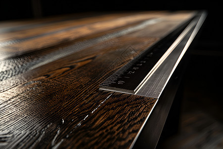 木桌上的尺子背景图片