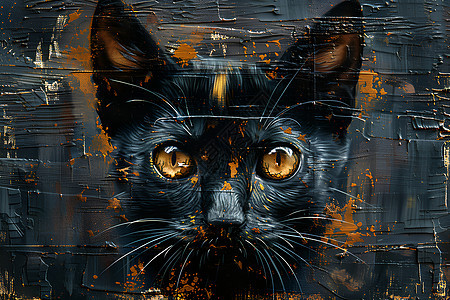黑猫的壁画图片