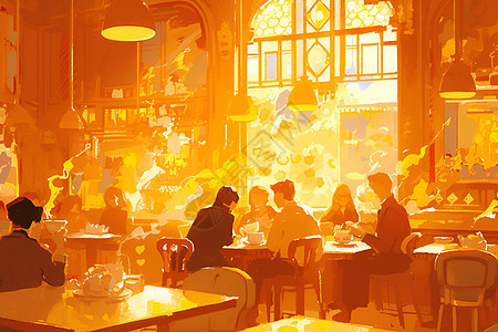 咖啡馆品茶背景图片