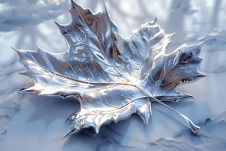 冰晶点缀枫叶背景图片