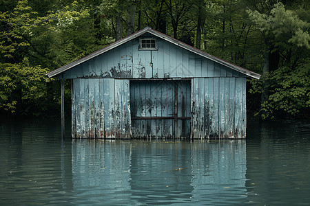 湖水淹没了房屋图片