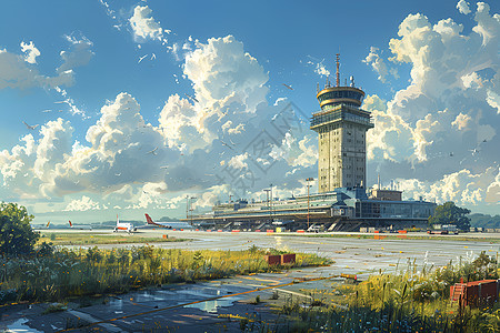 浩瀚天空下的机场图片