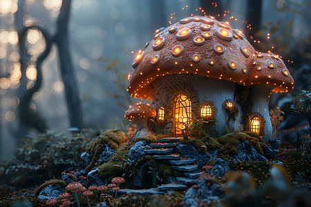 梦幻蘑菇屋顶图片