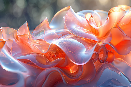 抽象光影中玻璃花朵图片