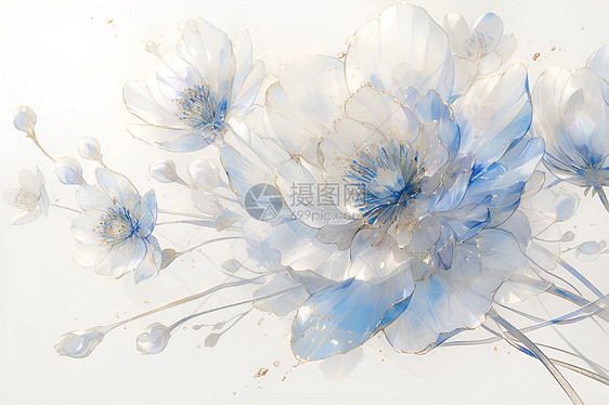 清晨的蓝色花海图片