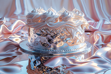光芒四溢的钢镜蛋糕背景图片