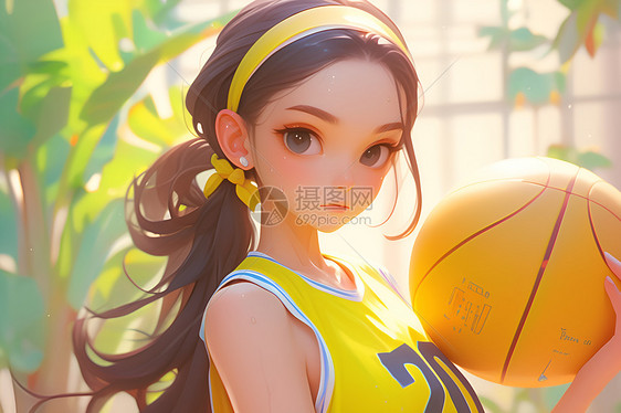 篮球少女的绚丽画卷图片