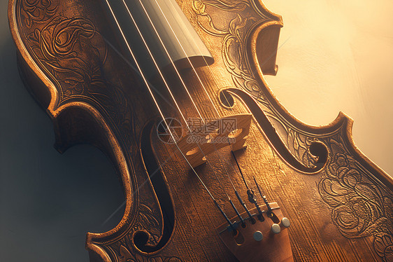 光影映照下的小提琴图片