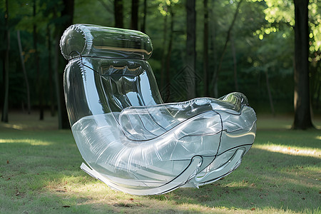 草坪上的透明躺椅图片