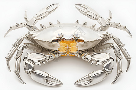 闪耀光泽的不锈钢螃蟹背景图片