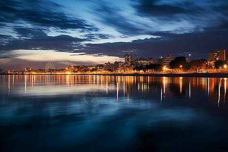 夜幕下城市的夜景背景图片