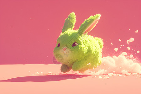 活泼的小绿兔子图片